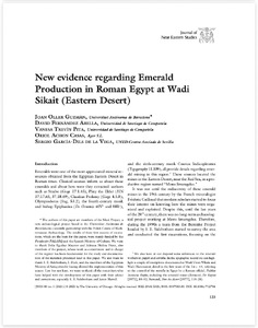 New evidence regarding emerald production in Roman Egypt at Wadi Sikait (Eastern Desert).